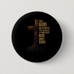 Badge Rond 5 Cm Hugvyn Jésus Dieu Aima Tant Le Monde Croix Jean 3_