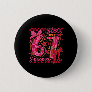 Badge Rond 5 Cm Hugvyn Six Seven Saint-Valentin 6 7 Mème À Carreau