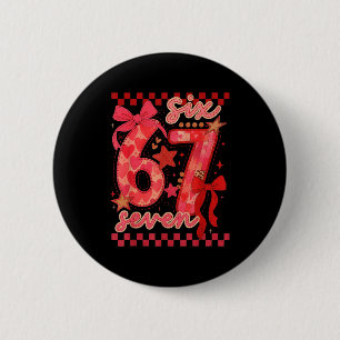 Badge Rond 5 Cm Hugvyn Six Seven Valentine 6 7 Mème Carreaux Coqui