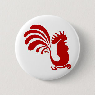 Badge Rond 5 Cm Huile de coq Hen ferme animal Silhouette Vintage