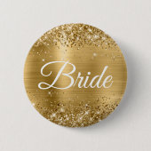 Badge Rond 5 Cm Huile d'or Glittery Bride (Devant)