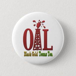 Badge Rond 5 Cm Huile, or noir, thé du Texas