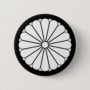 Badge Rond 5 Cm Huit pétales, seize feuilles