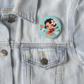 Badge Rond 5 Cm Hula Lulu joue Ukelele Button (En situation)