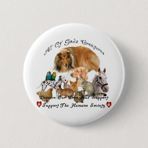 Badge Rond 5 Cm Humanitaire société appui animal des créatures 