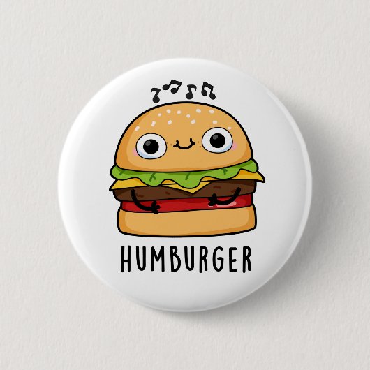Badge Rond 5 Cm Humburger Funny Humming Burger Pun (Devant)