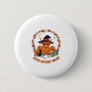 Badge Rond 5 Cm Humeur de sorcière mignonne Halloween Vache des Hi