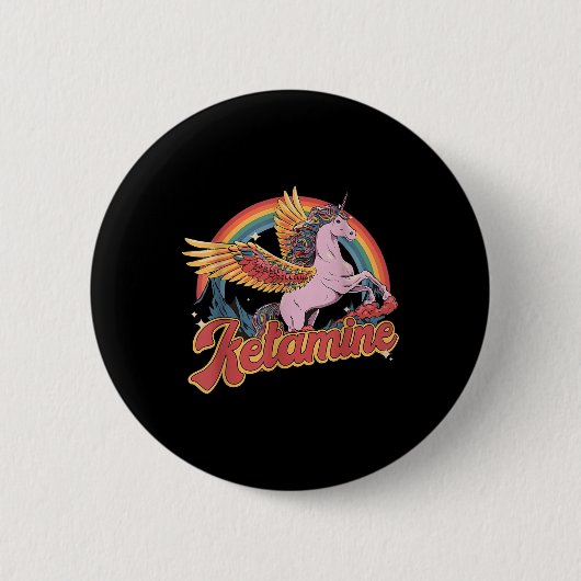Badge Rond 5 Cm Humoristique Ketamine Horse Urgence Funky Mental H (Devant)