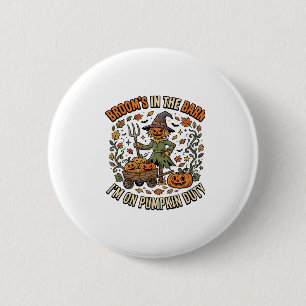 Badge Rond 5 Cm Humour de citrouille de sorcière d'Halloween