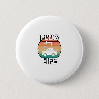 Badge Rond 5 Cm Humour électrique Plug Life Voiture EV