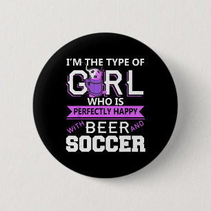 Badge Rond 5 Cm Humour féminin bière et football Amusement Fan att