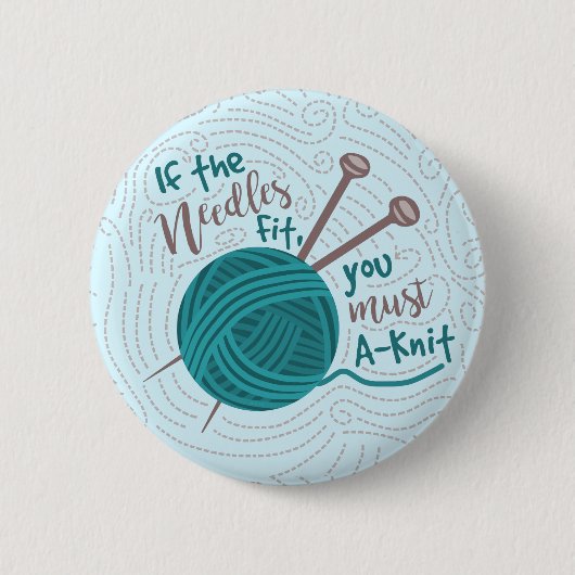 Badge Rond 5 Cm Humour Funny Tricot Knitter Yarn Needles (Devant)