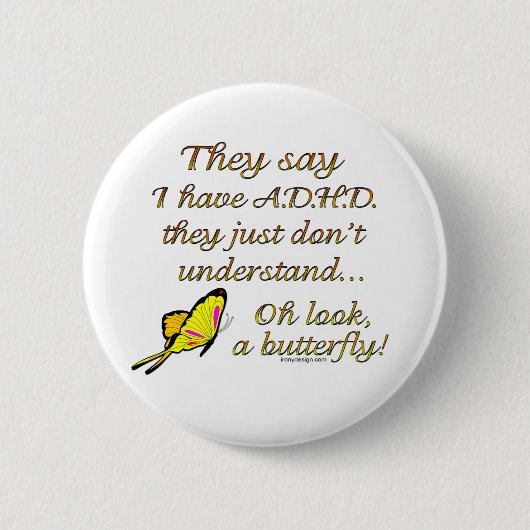 Badge Rond 5 Cm Humour papillon A.D.H. (Devant)