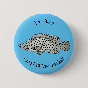 Badge Rond 5 Cm Humpback grouper fish cartoon illustration
