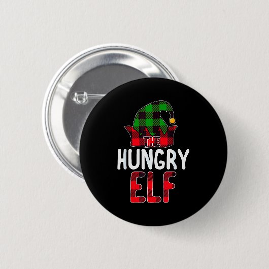 Badge Rond 5 Cm Hungry Elf Matching Family Group Christmas Party P (Devant & derrière)
