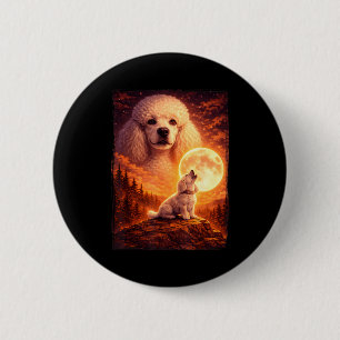 Badge Rond 5 Cm Hurlement à la lune vintage mystique caniche chien