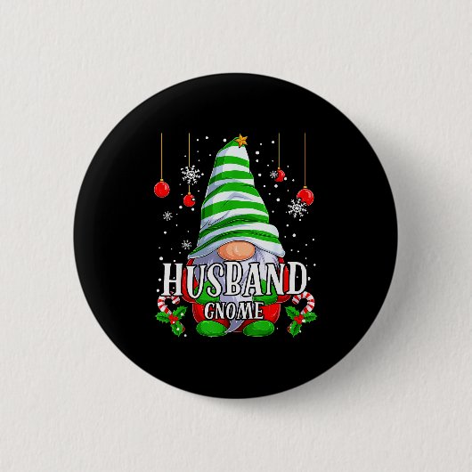 Badge Rond 5 Cm Husband Gnome Christmas Pajamas Matching Family Gr (Devant)
