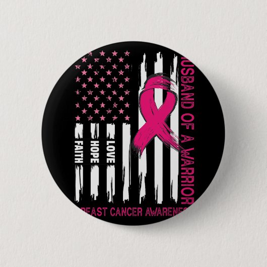 Badge Rond 5 Cm Husband Of A Warrior Breast Cancer Awareness Suppo (Devant)