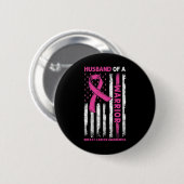 Badge Rond 5 Cm Husband Of A Warrior Breast Cancer Awareness Suppo (Devant & derrière)