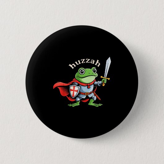 Badge Rond 5 Cm Huzzah Frog Knight Funny Sword Meme Quote Medieval (Devant)