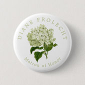 Badge Rond 5 Cm Hydrangea blanc mariage du chef d'honneur (Devant)