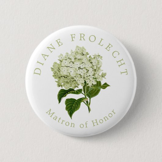Badge Rond 5 Cm Hydrangea blanc mariage du chef d'honneur (Devant)