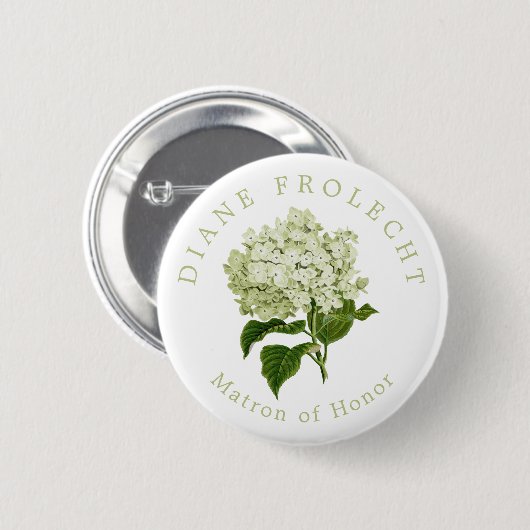 Badge Rond 5 Cm Hydrangea blanc mariage du chef d'honneur (Devant & derrière)