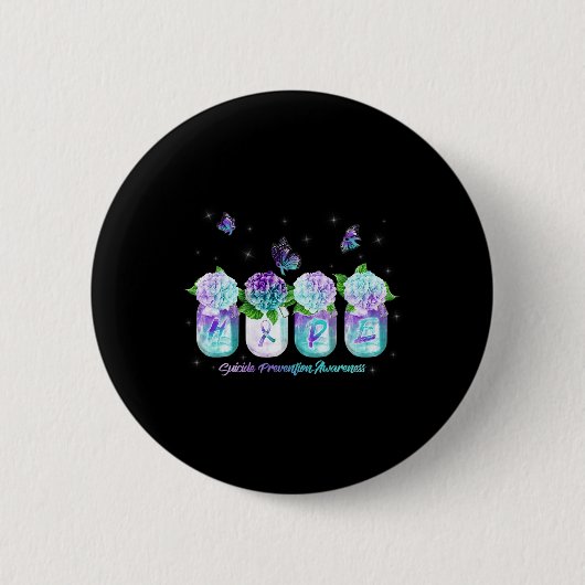 Badge Rond 5 Cm Hydrangea Fleur Butterfly Suicide Prevention Awar (Devant)