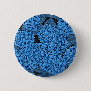 Badge Rond 5 Cm Hydrangée bleue