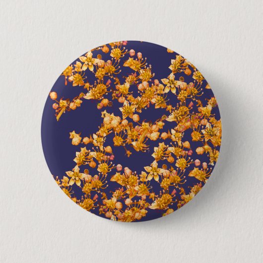 Badge Rond 5 Cm hydrangée orange et marine (Devant)