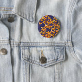 Badge Rond 5 Cm hydrangée orange et marine (En situation)