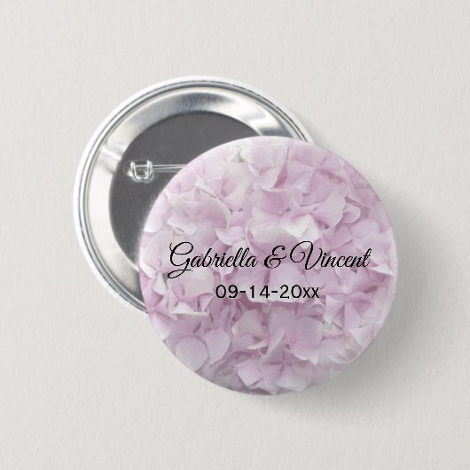 Badge Rond 5 Cm Hydrangée rose douce Mariage floral (Devant & derrière)