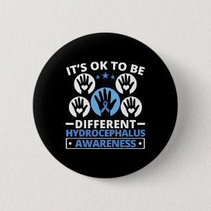 Badge Rond 5 Cm Hydrocéphalie Guerrier Cerveau Tumeur Hydrocéphali