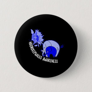 Badge Rond 5 Cm Hydrocéphalie Warrior Elephant Hydrocéphalie Aware