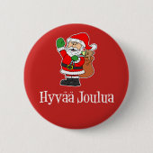 Badge Rond 5 Cm Hyvaa Joulua Finlande Noël Père Noël rouge (Devant)