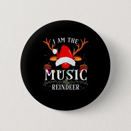 Badge Rond 5 Cm I Am The Music Reindeer Christmas Family (Devant)