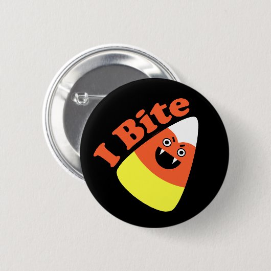 Badge Rond 5 Cm I Bite Halloween Candy Corn Vampire (Devant & derrière)