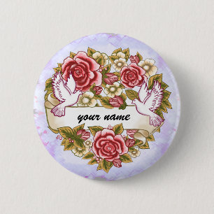 Badge Rond 5 Cm I Bouton Coeur Mariage de mer