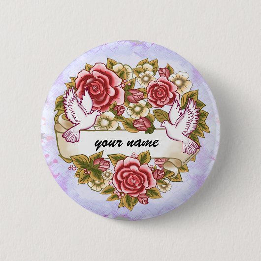 Badge Rond 5 Cm I Bouton Coeur Mariage de mer (Devant)