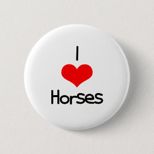 Badge Rond 5 Cm I chevaux de coeur (amour)