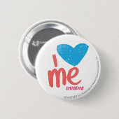 Badge Rond 5 Cm I coeur j'Aqua/rose (Devant & derrière)