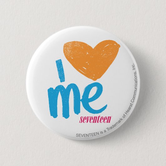 Badge Rond 5 Cm I coeur j'orange/Aqua (Devant)