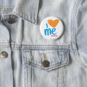 Badge Rond 5 Cm I coeur j'orange/Aqua (En situation)