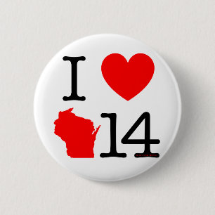 Badge Rond 5 Cm I coeur le Wisconsin 14