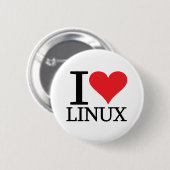 Badge Rond 5 Cm I coeur Linux (Devant & derrière)