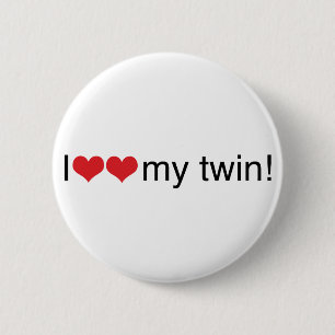 Badge Rond 5 Cm I coeur mon jumeau