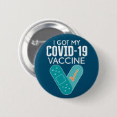Badge Rond 5 Cm I got My Covid-19 Vaccine - bleu bleu (Devant & derrière)