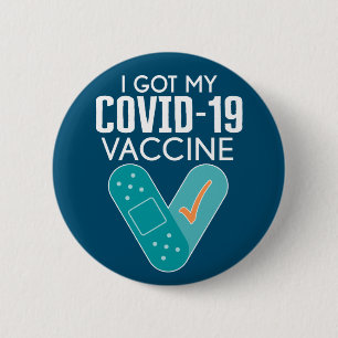 Badge Rond 5 Cm I got My Covid-19 Vaccine - bleu bleu