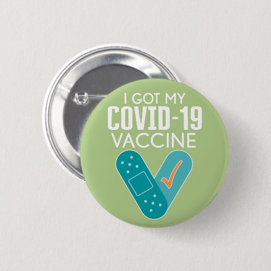Badge Rond 5 Cm I got My Covid-19 Vaccine - green blue (Devant & derrière)
