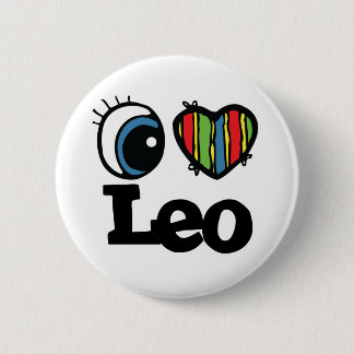 Badge Rond 5 Cm I Heart (Amour) Leo